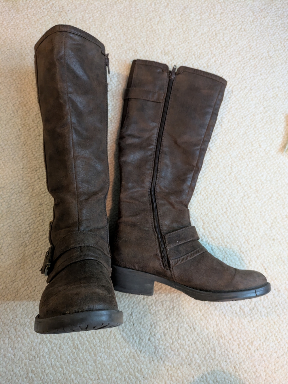 Source Unknown Brown Knee-High Zipper Riding Boots
